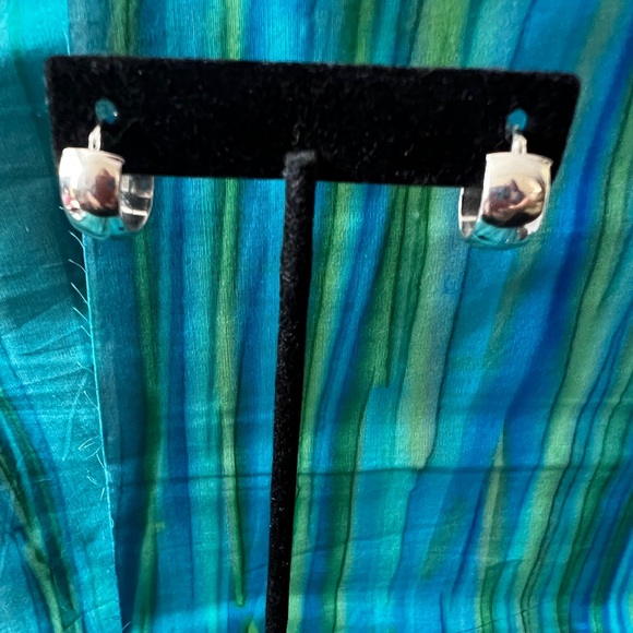 14K White Gold Chubby Hoop Earrings - Picture 2 of 6